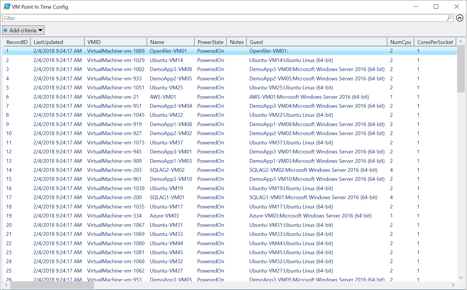 vCMDB VM Report Example