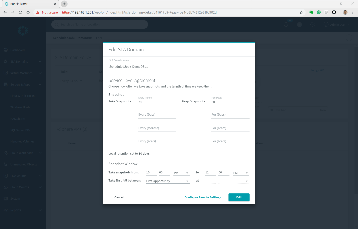 Scheduling Rubrik Backups – Virtually Sober